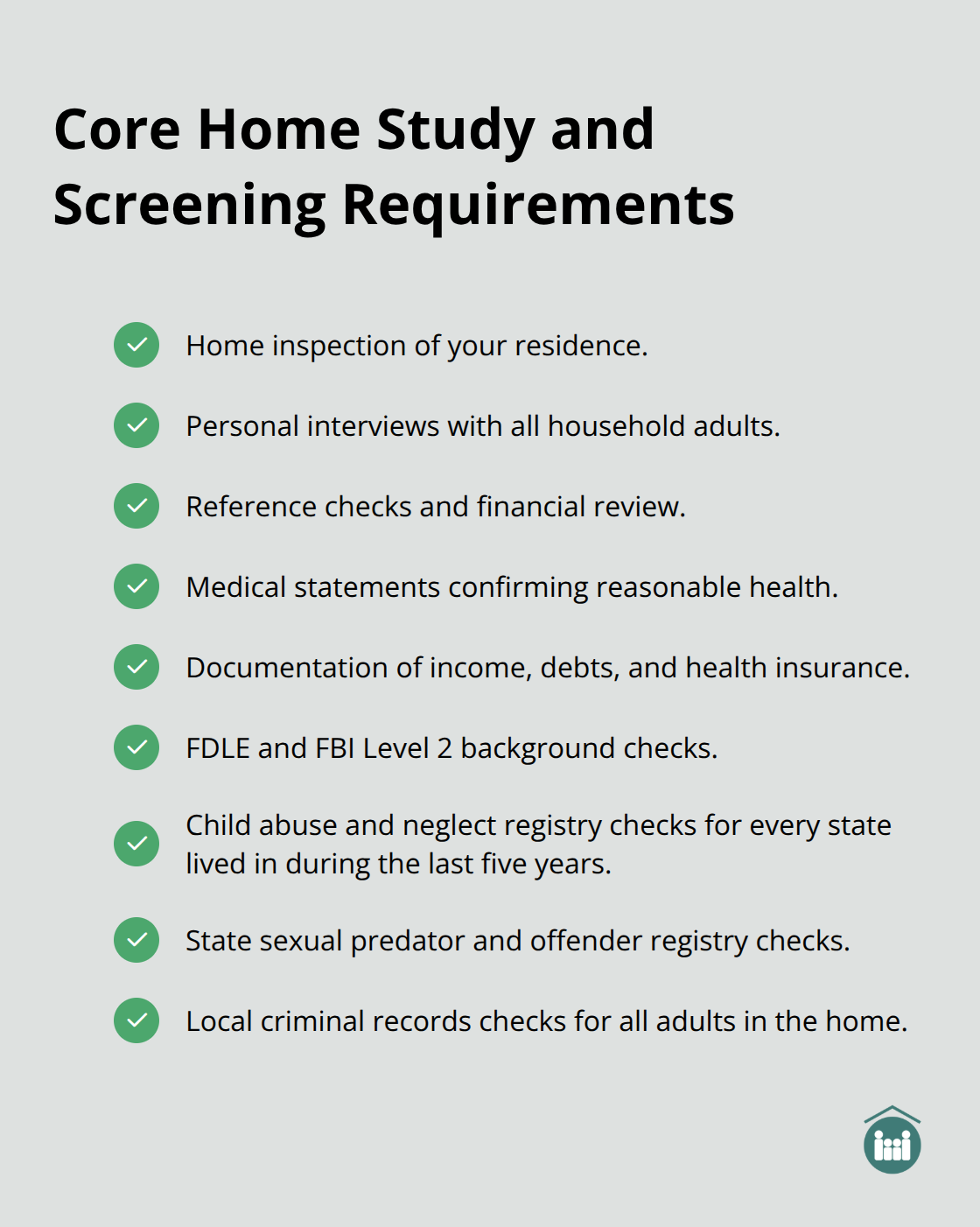 Checklist of Florida adoption home study and background checks