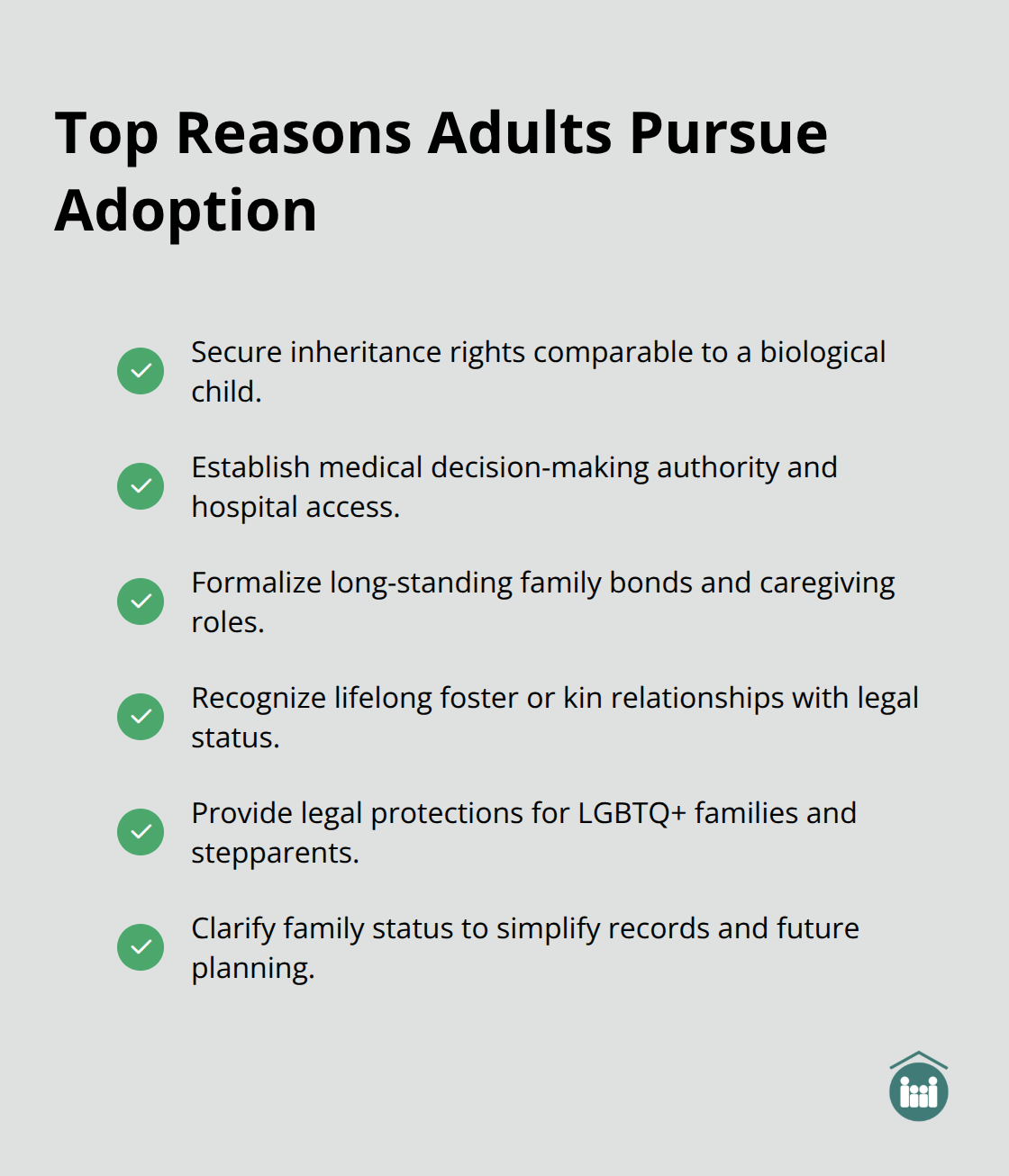 Key motivations for adult adoption, including inheritance, medical authority, and solidifying family bonds. - how to adopt an adult