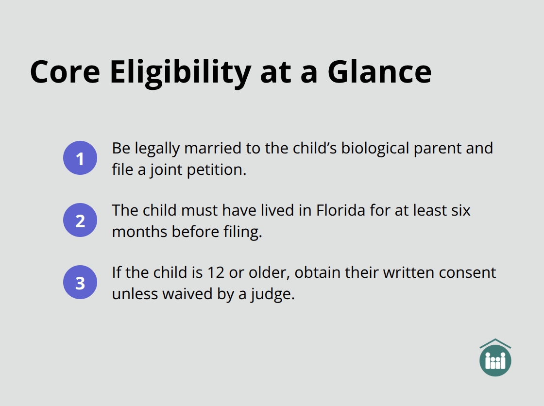 Three core eligibility requirements for Florida stepparent adoption
